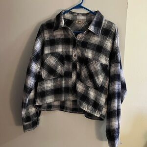 Ci Sono Black and White Plaid Shirt